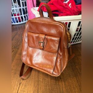 Etienne Aigner Tan Leather Backpack